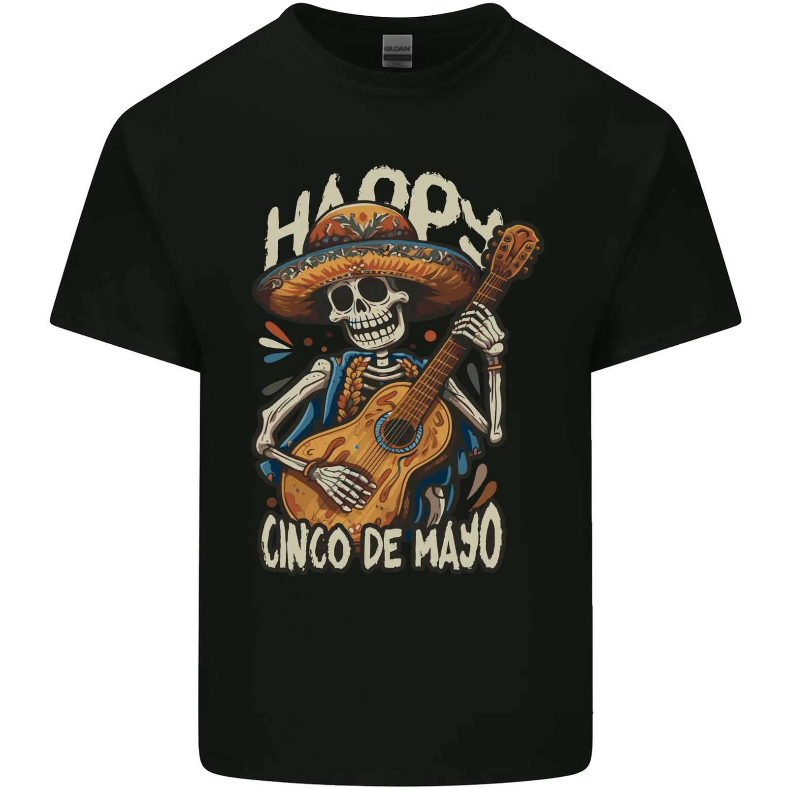 Happy Cinco De Mayo Day Mexico Skull Guitar Kids T-Shirt Childrens L