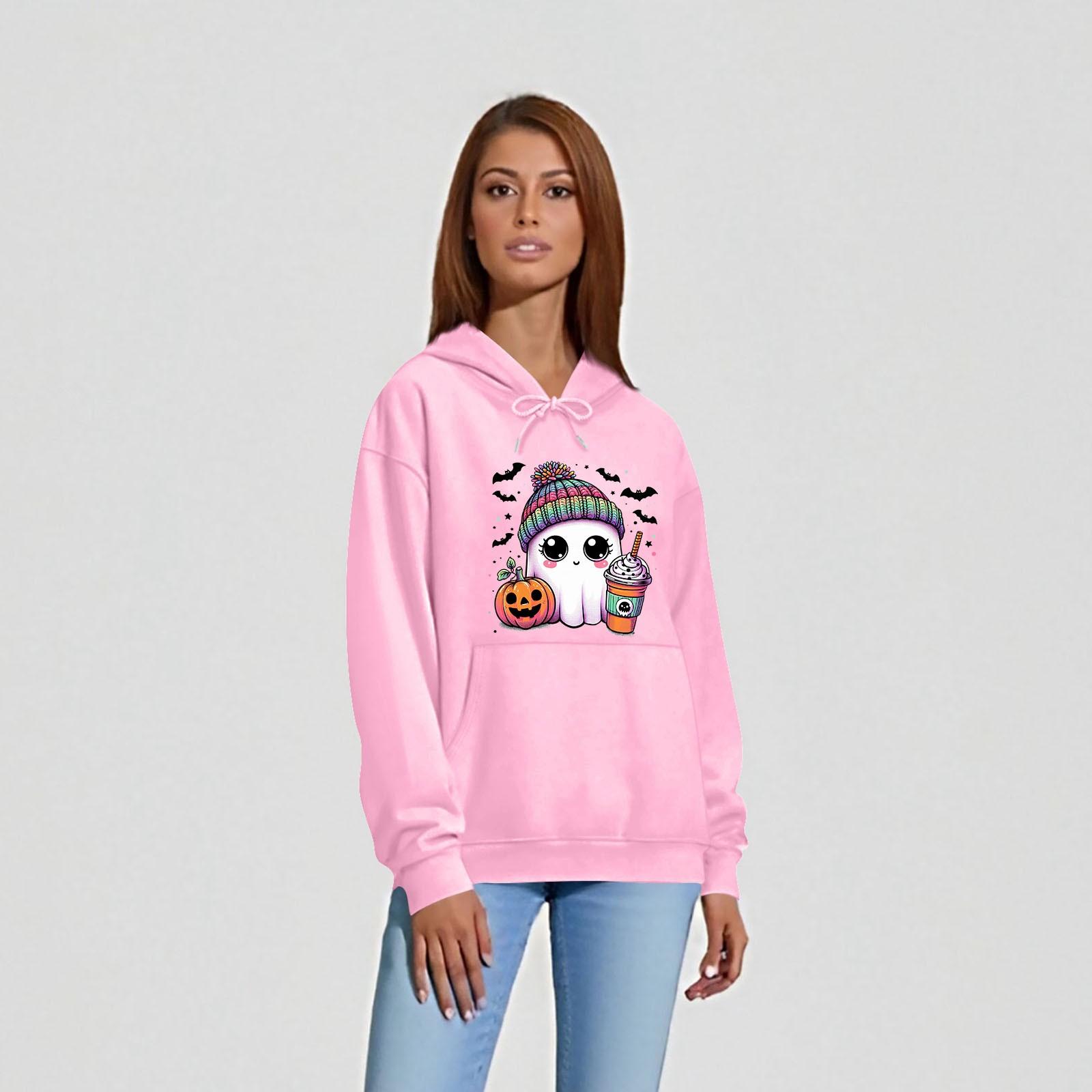 

Женская однотонная толстовка с капюшоном с длинным рукавом и принтом на Хэллоуин XXXL