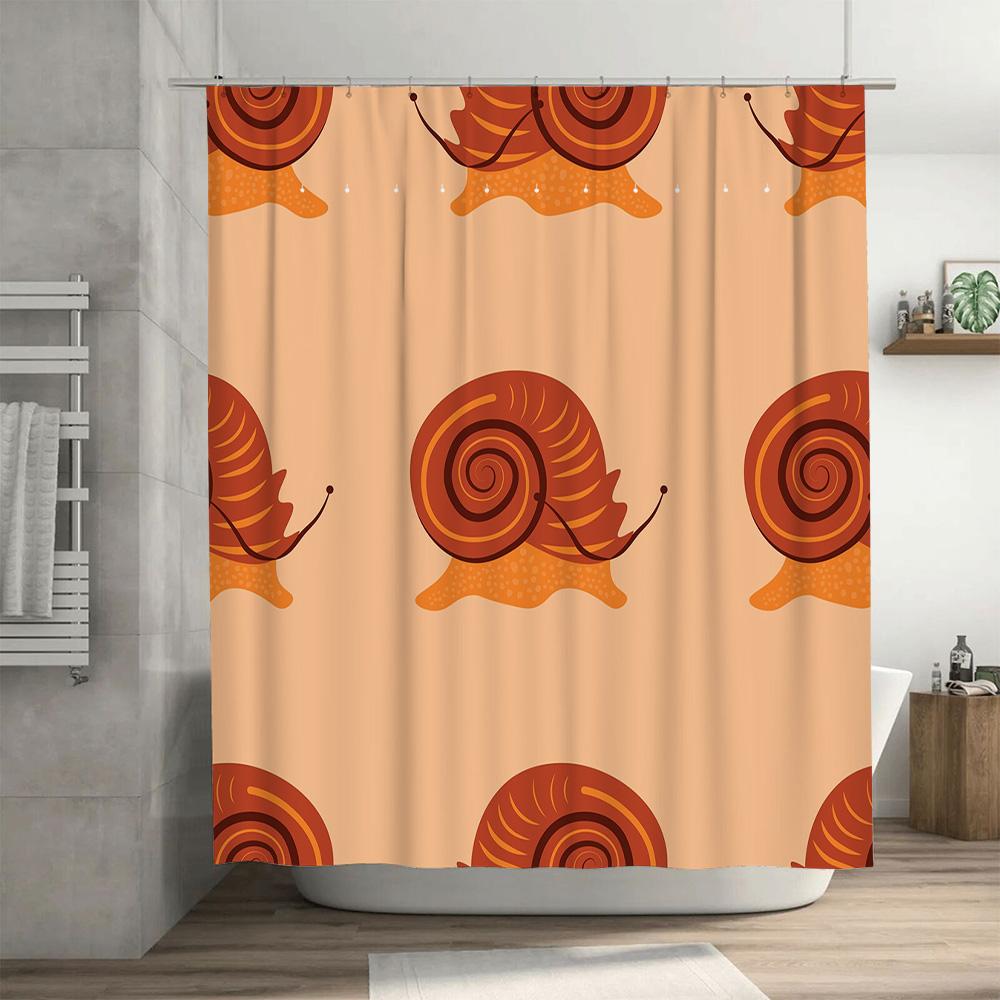 Unique Design Bathroom Shower Curtain with Snail Print, Perfect for Adding Personality to Your Space Orange Red Color Palette in
