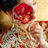 Chinese Style Embroidery Fan With Ancient Style Long Handle Tassel Mini Wedding Fan Chinese Hanfu Cheongsam Dance Hand Fan