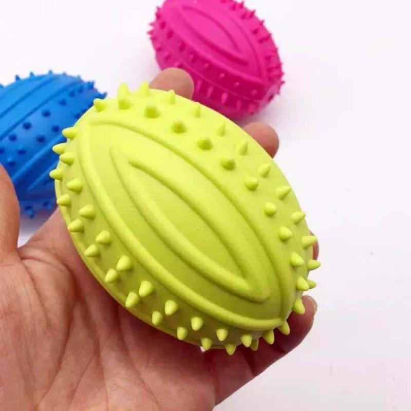 Tpr Squeaky Rugby Dog Toy Teeth Cleaning Molar Chew Toy For Pet Dogs