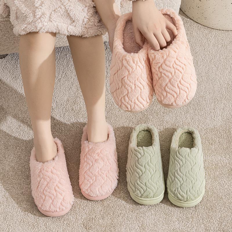 Qidashun winter home cotton slippers, new indoor and outdoor plush couple warm plush cotton mop