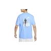 Nike Sportswear Logo Print Character Pattern Ribbed Crew Neck Short Sleeve T-Shirt Men Tops Sky-Blue FN7224-412