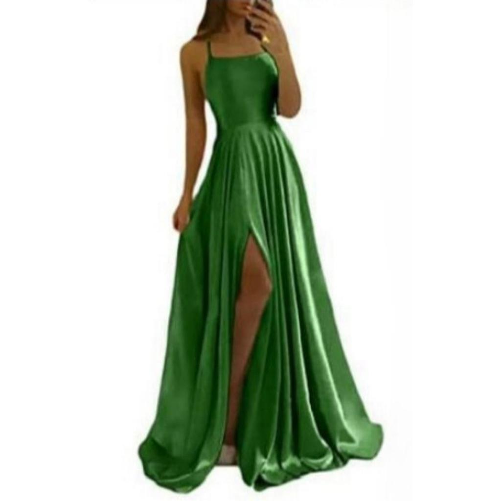 LYRIA Burgundy Satin Beach Maxi Women Dress for Christmas Sexy Side Slit Adjustable Straps Evening Prom Dress Cheap Bridesmaid Dresses