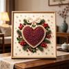 Premium Framed Pearl Art Kit with Christmas Heart Pattern 5D Sparkling Bead Canvas DIY Relaxing Craft for Home Wall Decor Gift Decoration Holiday