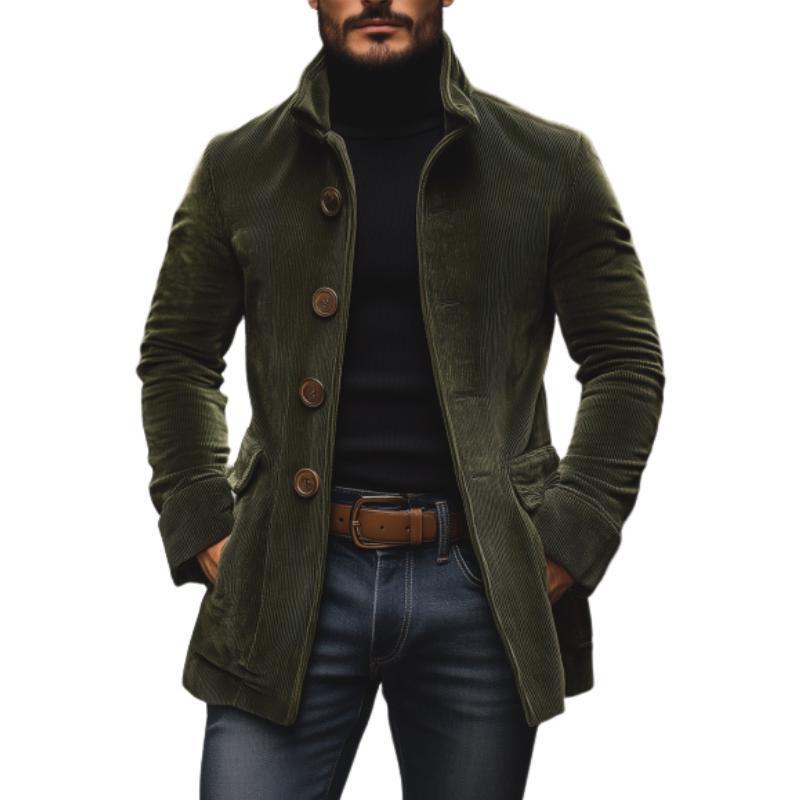 Men's Solid Color Stand Collar Cardigan Suit Jacket - Spring/Autumn 2025 Collection, Europe