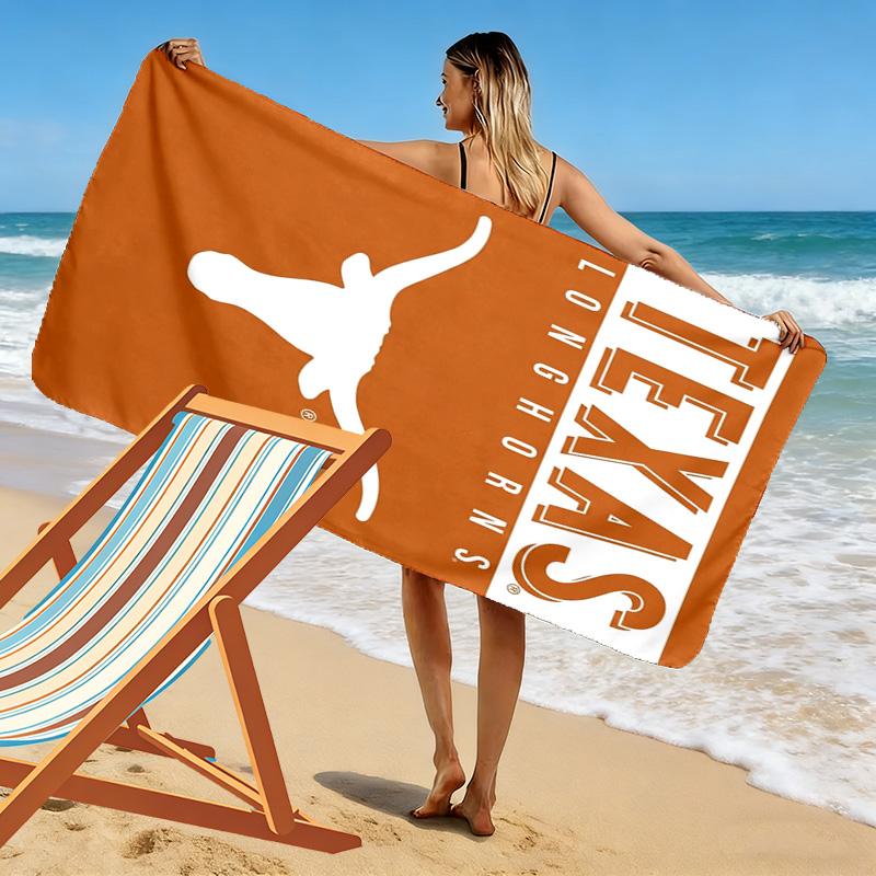 Texas Longhorns Print Beach Towel, Large Soft Quick Dry Towel for Beach Camping Swimming