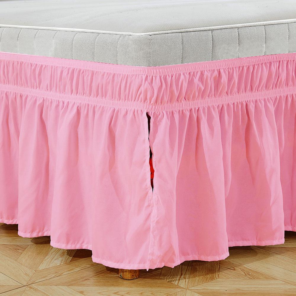 Bettrock Elastischer Wickel Waschbar Farbecht Wickel-Bettrock für Zuhause Hotel Weiß Queen