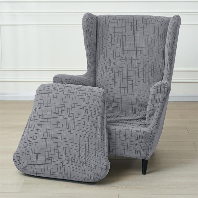 1 Set Jacquard Wing Chair Cover Spandex Wingback Chair Covers Sofa Covers Armchair Slipcover with Seat Cushion Cover Home Decor