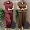 Age-Reducing Women's Summer Casual Solid Color Two-Piece Set