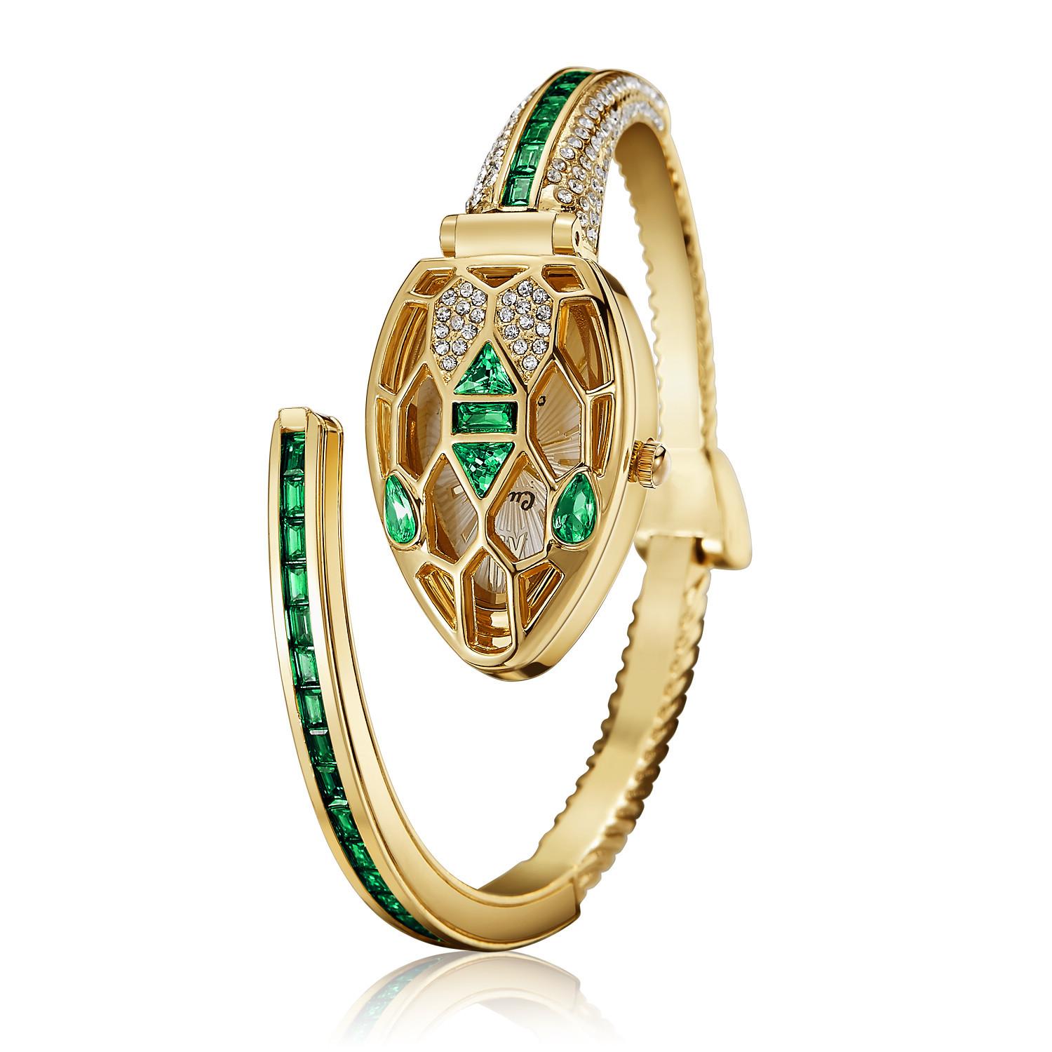 

Бриллиантовые часы-браслет в виде змеи Кварцевые часы с открытым механизмом