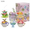 6Pcslots  Anime Figure Set Elf Ball Eevee Teacup Garden Succulent Plants Action Model Perfume Bottle Doll Toy Kids Gifts