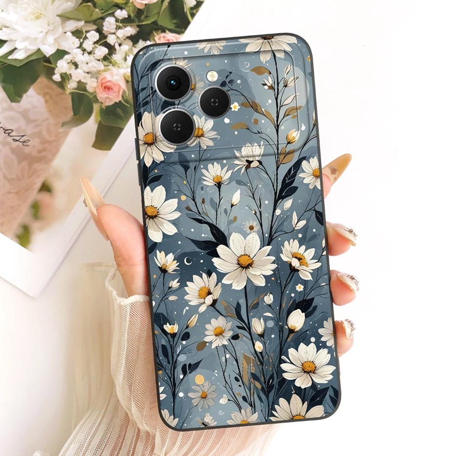 Per Tecno Spark 40 Custodia KM5 Nuova Lusso Fiori Caramella Verniciata Copertura Morbido Silicone Custodia Telefono Per Tecno Spark 40C Spark40 C Fundas