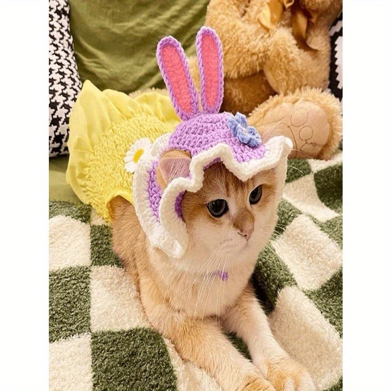 1pc Handmade Crochet Sun Hat For Pets, Suitable For Dogs And Cats Under 8kg