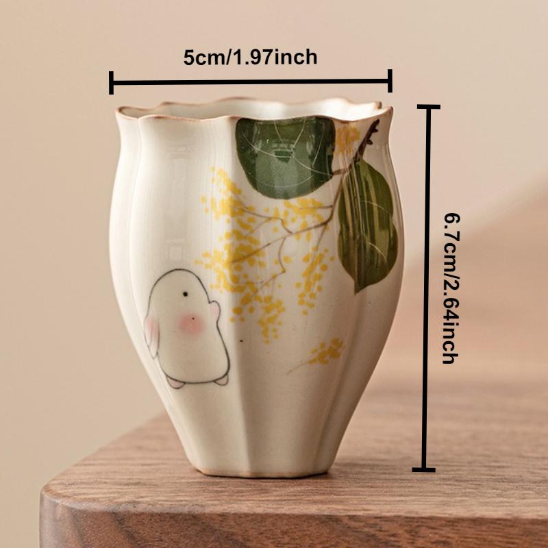 Hand-painted Rabbit Tea Cup Japanese Ceramic Teacups Porcelain Household Chinese Kung Fu Teaware Set Master Mugs Tea Ceremony