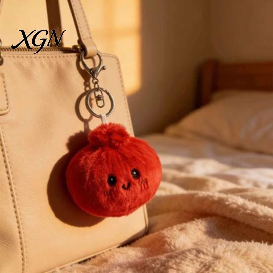Cartoon Expression Dumpling Doll Plush Steamed Bun Toy Stuffed Bag Backpack Purse Charm Hanging Decoration Birthday Gift
