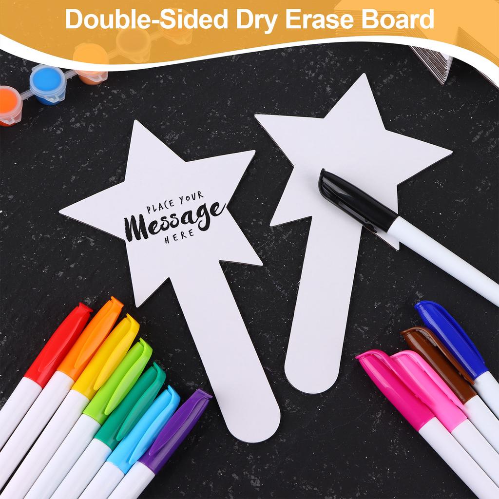 25 Pieces Star Shape Dry Erase Answer Paddles Handheld Double Sided Paddles Mini White Boards Small Dry Erase Board Auction Padd