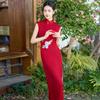 Embroidery red sleeveless new Chinese long cheongsam 1011 new women's high-end toasting clothes engagement return dress