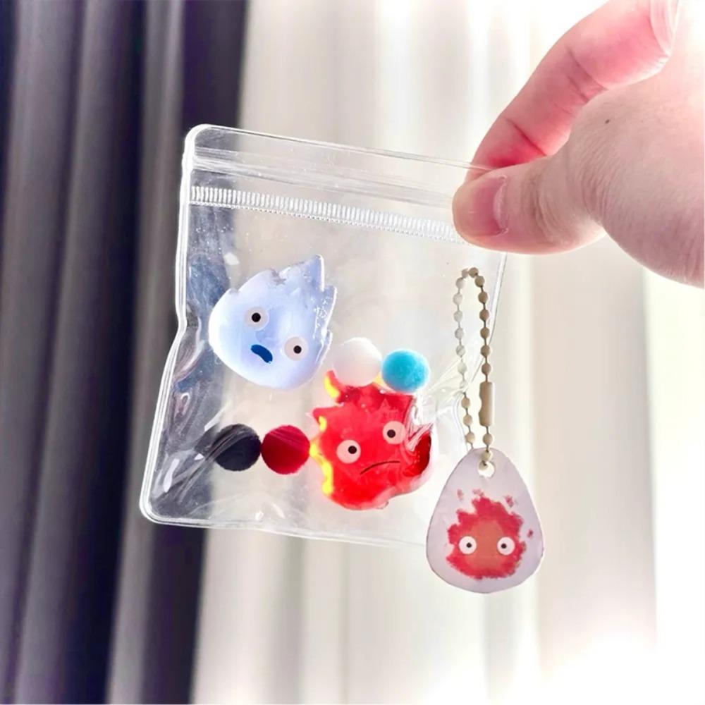 Keychain Fire Doll Squeeze Toys Calcifer Creative Cute SqueezeToy Mini Anime Squeeze Bag  Children