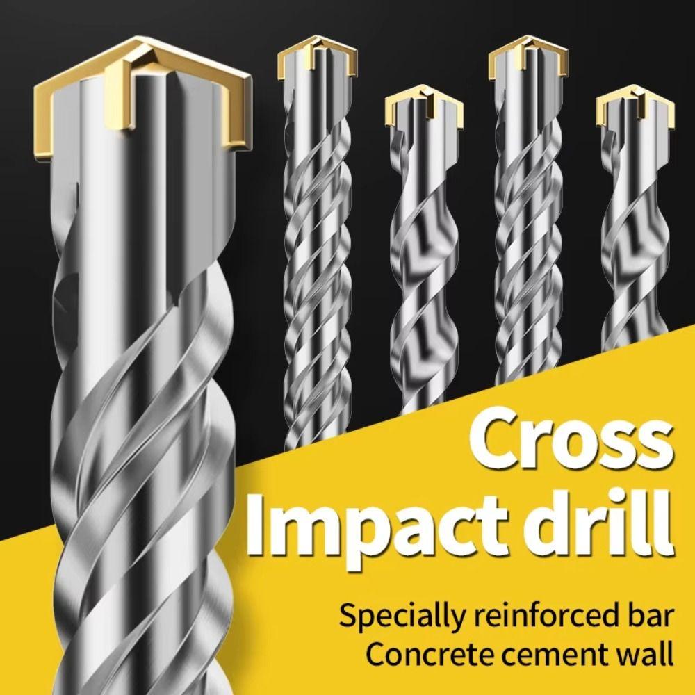 Round Shank Hammer Drill Bits Zinc Zinc Alloy Hammer Accessories Durable Cross Tips  Wall