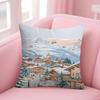 Winter Holiday Town 45*45cm Cushion Cover Pillow Cover Decor Pillowcase Home Pillowcase For Couch Pillow