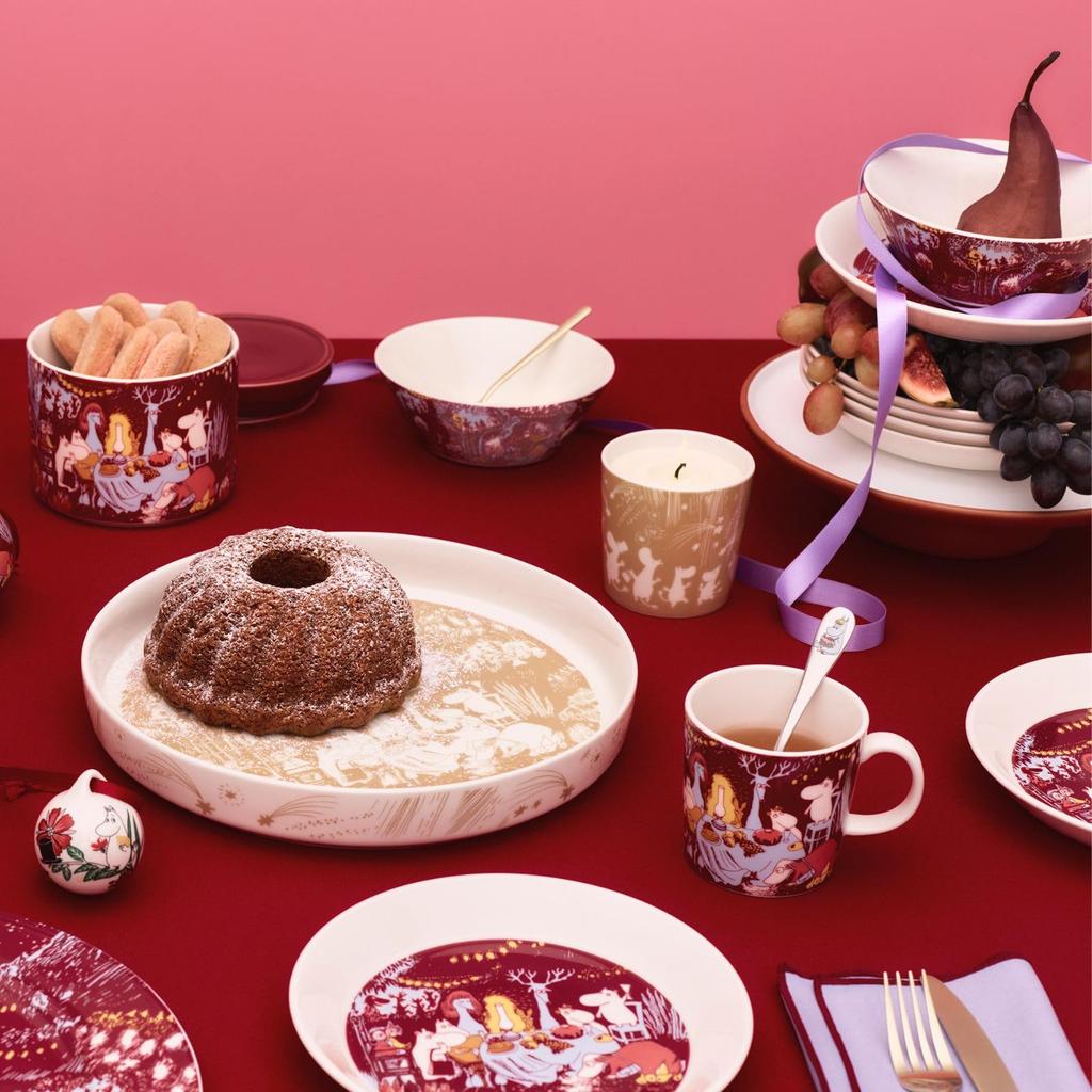 [Officially Imported] Moomin Arabia Festive Moment Bowl, Red, Fuchsia, Yellow, Gray, White, Perfect for Home Parties, 15cm Diameter, 1079547