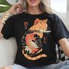 Japanese Cat Printed T-shirts Women Manga Graphic O-Neck Tops Harajuku Tee Female Clothing Fashion Top