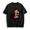 Street Style Cool Cartoon Girl Print T-shirt Casual Versatile Crew Neck Top For Women Pure Cotton T-shirt