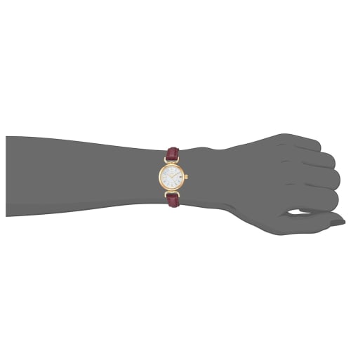 Fieldwork Analog Ibany Watch with Date Display, Leather Strap, White Dial, Red, YM001P-4, Women's
