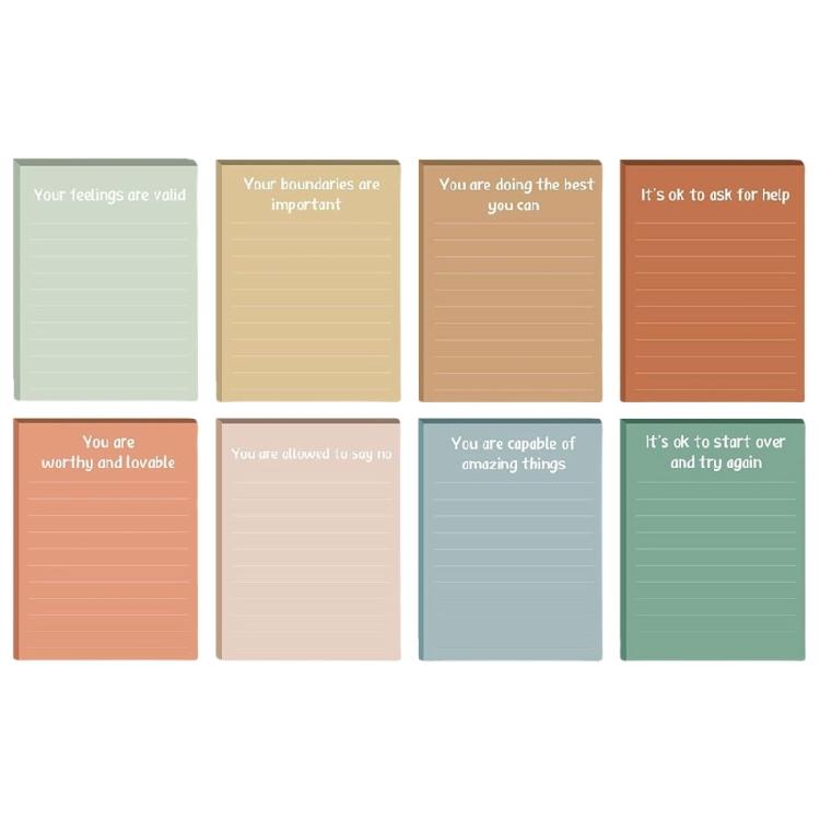 

8/12 Pcs Self-Adhesive Stickier Note Retro Memos Pad with Lines Inspirational Quote Note Pad School Office Supplies