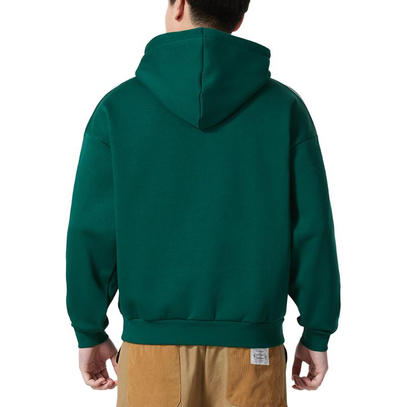 Adidas Originální pruhovaný design Teplá mikina s kapucí Ležérní pulovr Pánská mikina Zelená JP1070