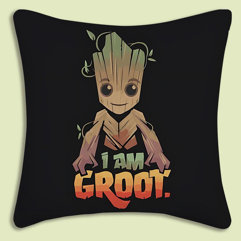 Pillow Covers Cartoon Cute Groots Sofa Decorative Home Double-Sided Printing Short Plush Cute Cushion Cover