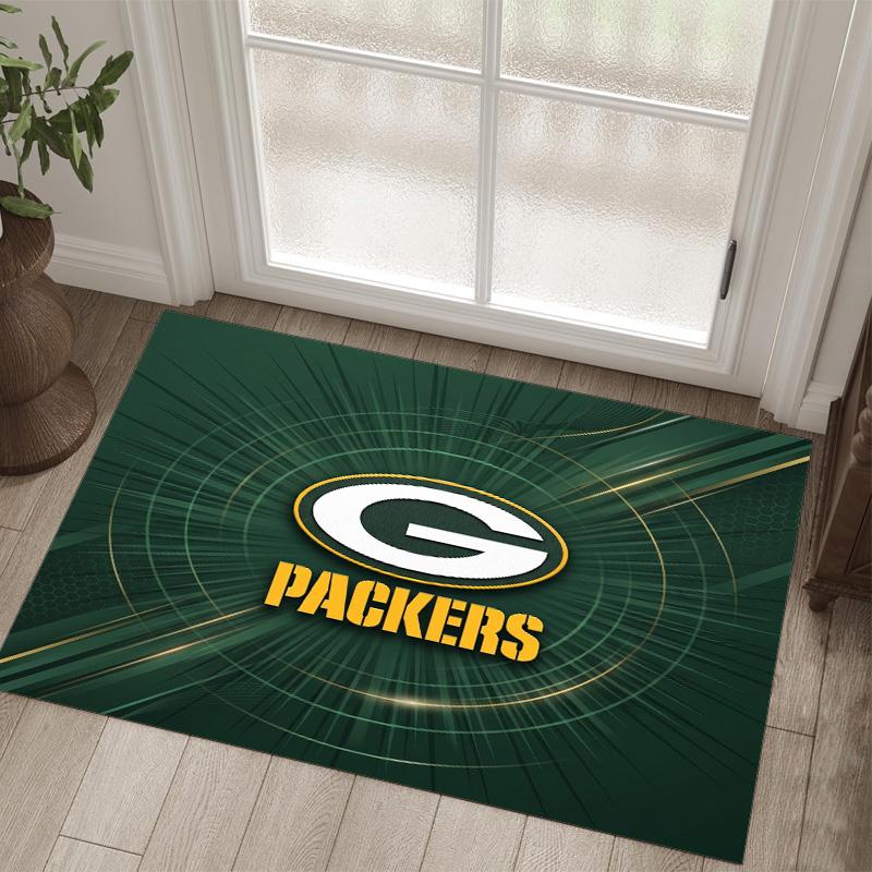 Green Bay Packers Design Crystal Velvet Carpet Cozy Non?Slip Printed Rug For Bedroom Living Room Entrance