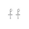 Würzig-Pinke Diamant-Zirkon Kreuz Ohrklemmen - Geschichtete Ohrringe für Frauen