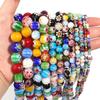 Bunte runde Lampwork-Perlen mit Millefiori-Muster für DIY-Handarmbänder