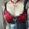 Grunge Goth Gothic Black Mini Dress Lace Trim High Waist Bodycon Women Vintage Punk Lolita Cloth