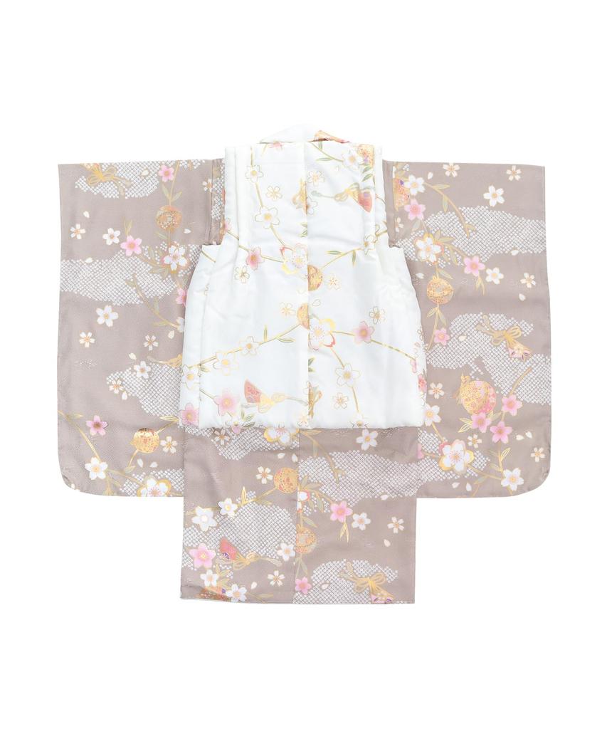 Shichigosan girl kimono full set dull Light brown [KYOETSU] [Kyoetsu] 3-year-old set, haori, accessories, 753, (4. sunlight)