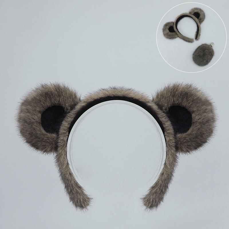 Halloween Animal Headgear Bear Ear Headband Party Stage Show Props Brown Bear Black Bear Ear Tail Suit