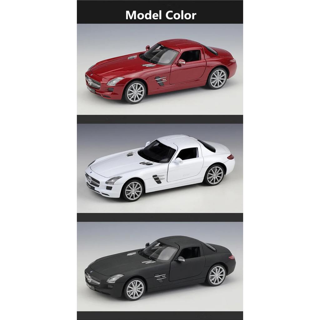 Welly 1/24 Mercedes Benz SLS AMG Alloy Sports Model Diecasts Metal Racing Car Vehicles Model Simulation Collection Kids Toy Gift