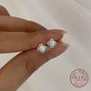 S925 Sterling Silver Plated Platinum Zircon Flower Earrings for Women Small Exquisite High-quality Shiny Earrings