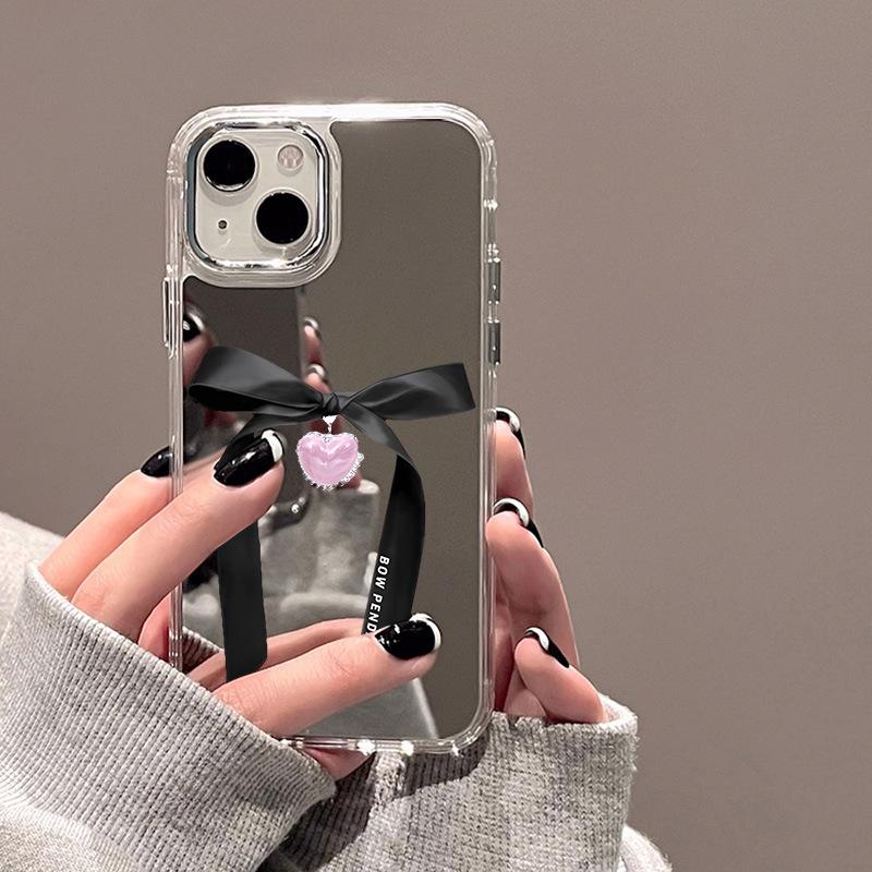 Simple Bow Is Suitable for iPhone17promax Mirror Mobile Phone Case 16 Niche 14/13 Apple 15 All-inclusive.