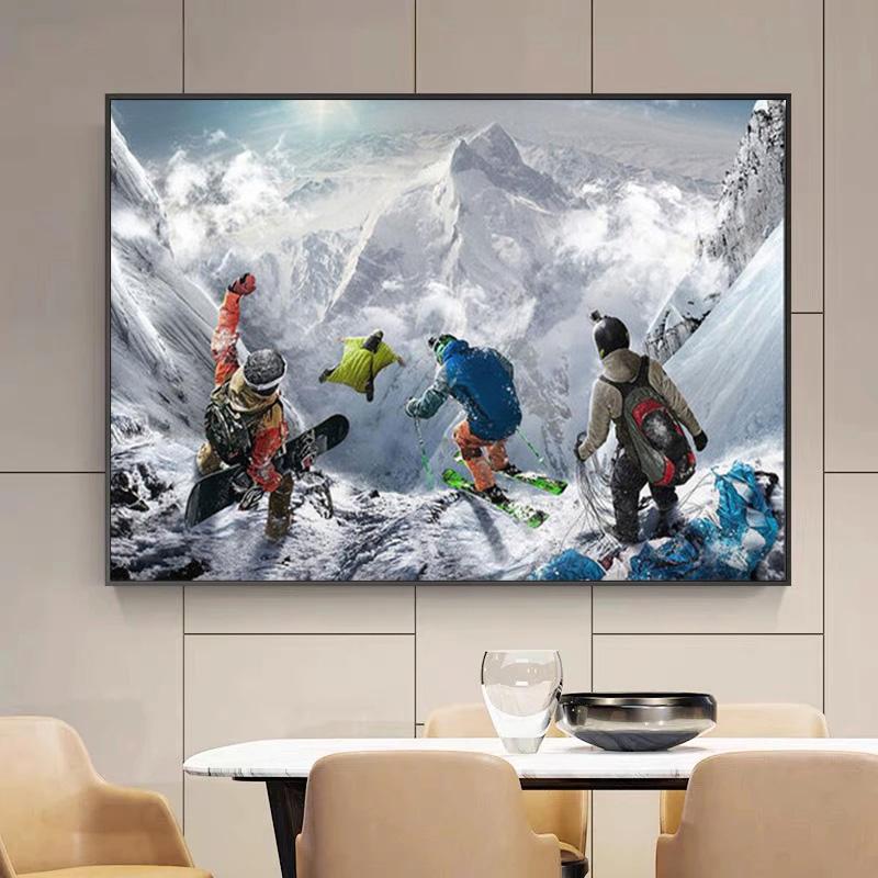

Современный лыжный спорт принт холст картина плакат и сноуборд снежная гора вингсьют летающий настенный декор искусство для комнаты без рамки 21*30cm No Frame