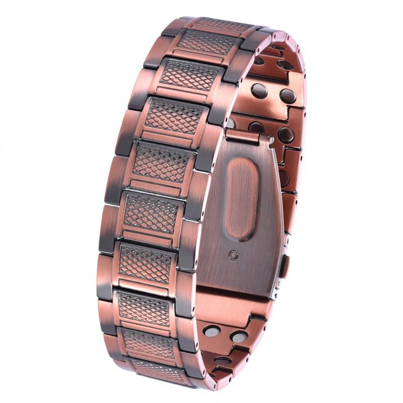 Vintage Copper Magnetic Therapy Bracelet Men Women Retro Style Mesh Design Electroplated Red Unisex Jewelry Antique Copper