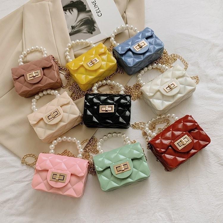 New Pearl Chain Mini Children's Bag 2022 Fashionable Small Girls Crossbody Jelly Bag