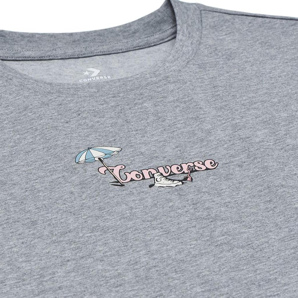 Women's T-Shirt Converse Summer Beach Drop Shoulder Sleeve T Shirt Women's Gray