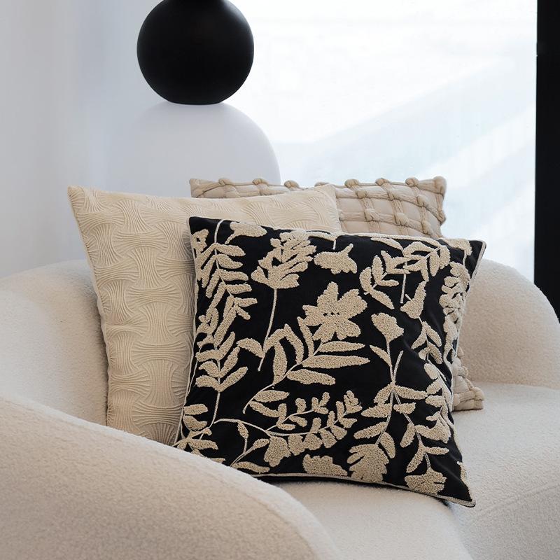 Italian Light Luxury Pillow Cushion Lumbar Pillow Back Pillow Model Room Hotel High-end Pillow Case Home Soft Decoration