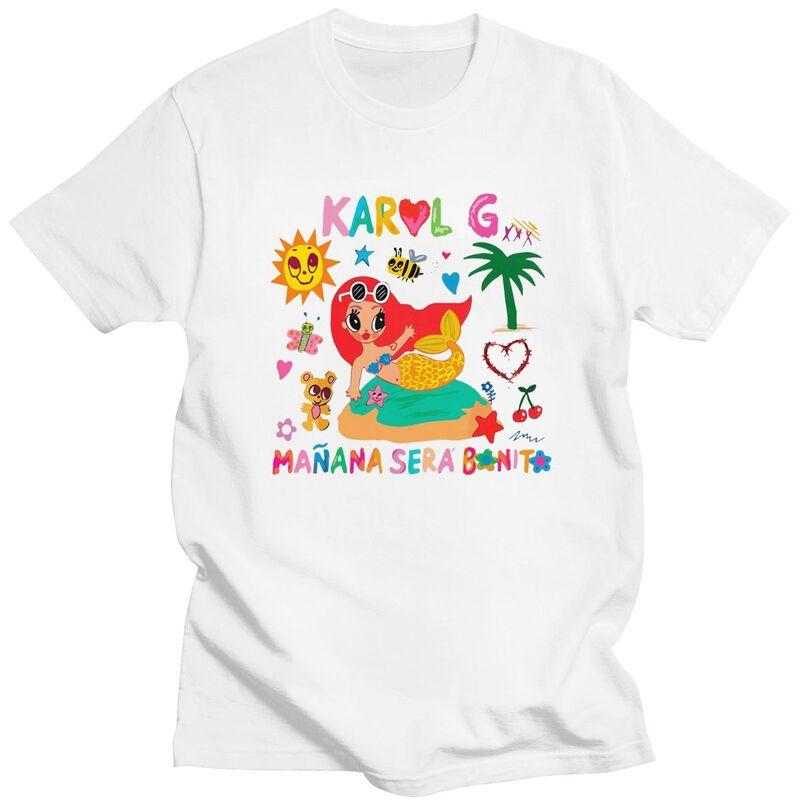 Custom Reggaeton Music Karol G Manana Sera Bonito Tshirts for Men Short Sleeves T Shirt Cool Tshirts Slim Fit 100 Cotton Tees