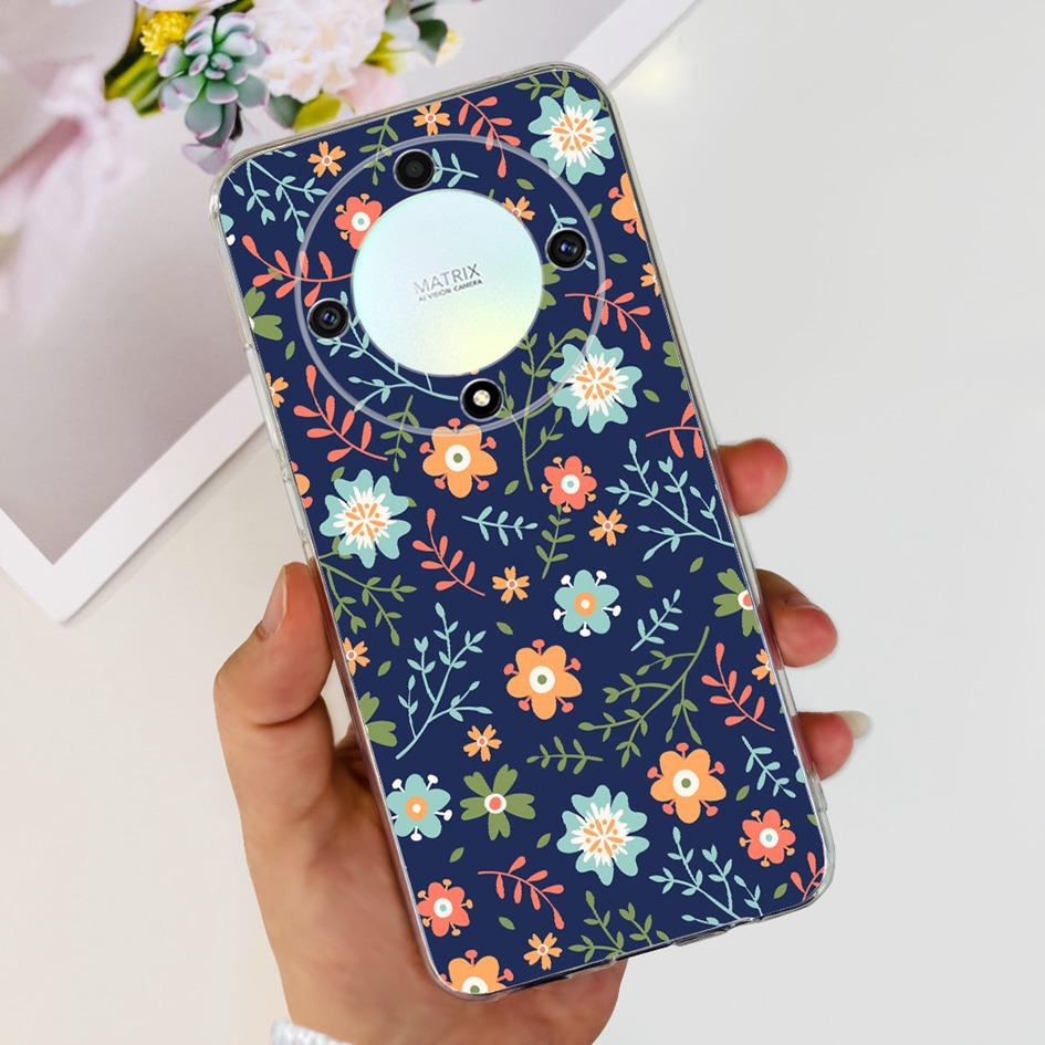 For Honor X9b 5G Case ALI-NX1 Popular Flower Soft Clear Silicon TPU Cover For Honor X9a RMO-NX1 HonorX9 ANY-NX1 Shockproof Funda
