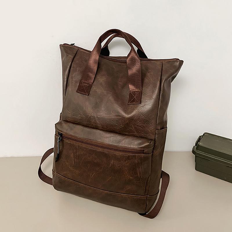 Kısa Mesafe Seyahati Yeni Sırt Çantası PU Deri Çok Yönlü Bilgisayar Çantası Büyük Kapasiteli İş Seyahat Çantası Retro Sırt Çantası