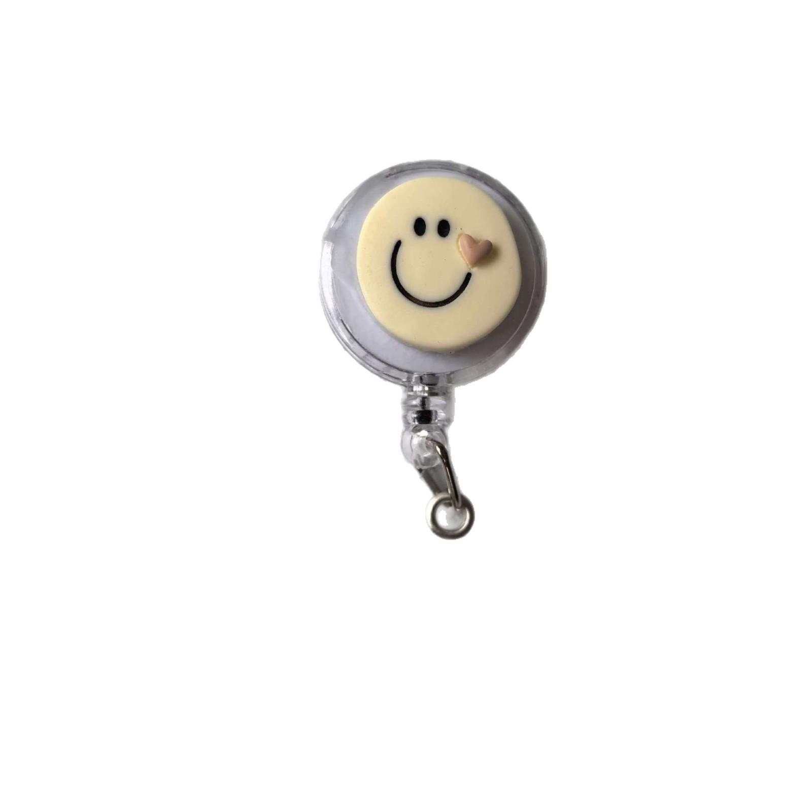 Smiley Face Nurse ID Badge Reel and Lanyard Clip Green Smiley Face